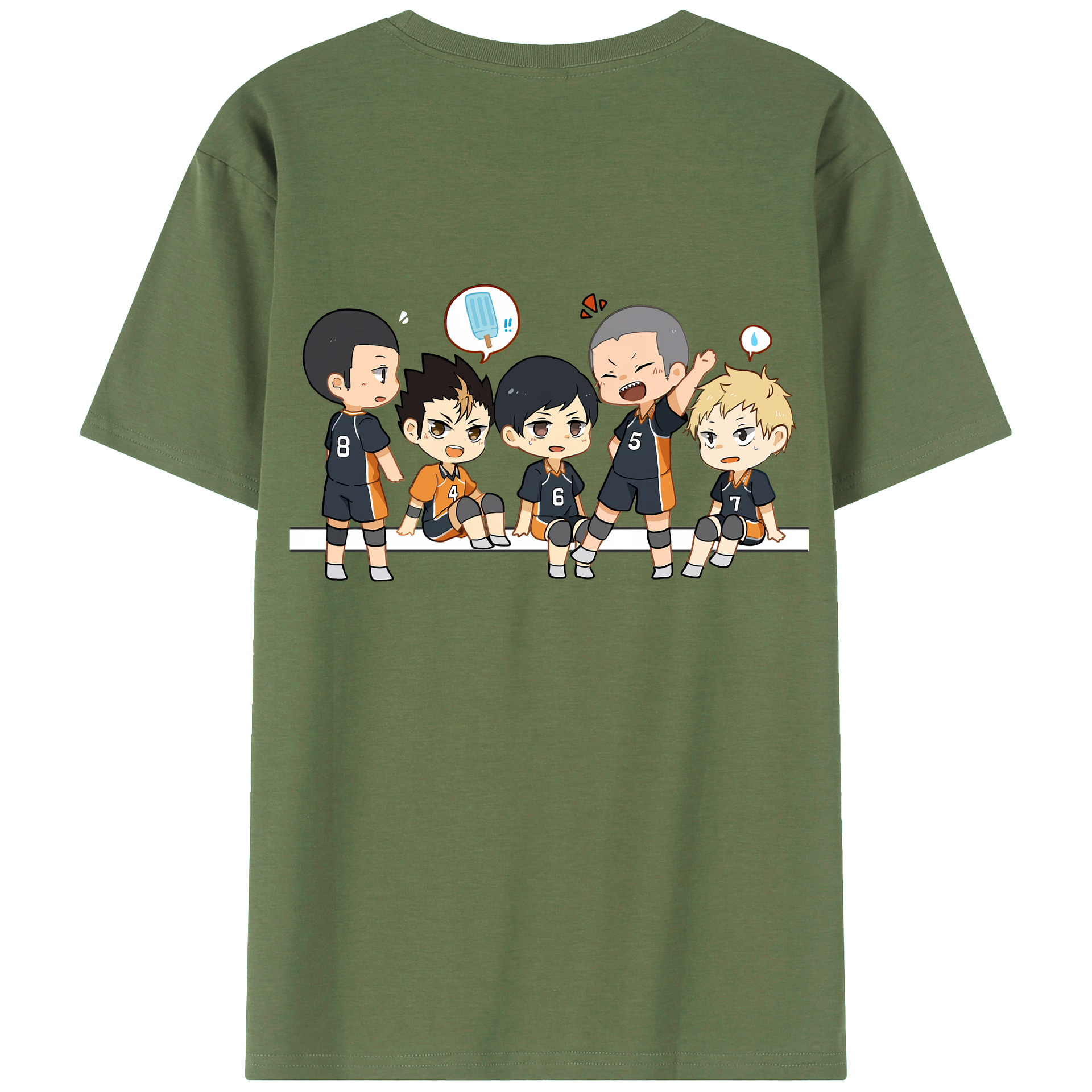 （画像用） ハイキュー!! Haikyu!! 綿100％ メンズ半袖Tシャツ（バックプリント） 通気性